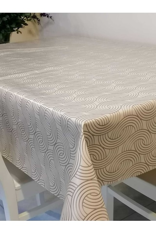 Elyaflı Pvc Muşamba - Desenli Silinebilir Masa Örtüsü 02mrl170a Bej