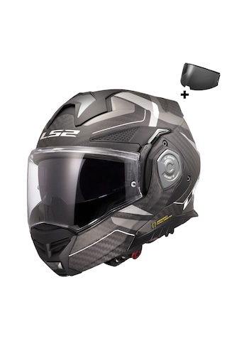 Ls2 Advant X Karbon Horizon Mat Gümüş-gri Çene Açılır Motosiklet Kaskı Mat Gri - Gümüş