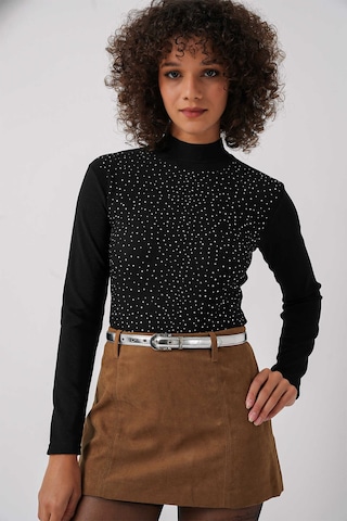 Gabria Taşlı Uzun Kol Bluz Siyah