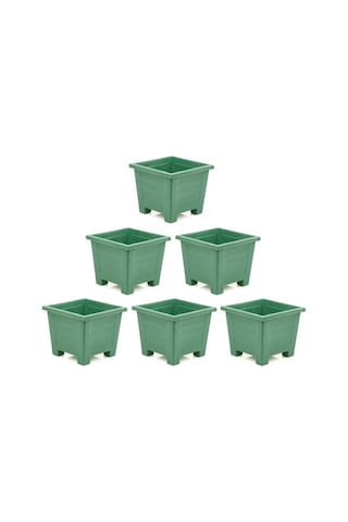 Omnipazar Sy-5848 Dekoratif Plastik Kare Ayaklı Saksı 30 Lt Yeşil 6 Adet 6 Adet
