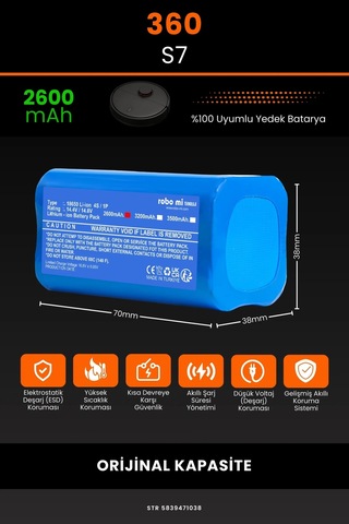 360 S7 2600mAh Robot Süpürge Bataryası