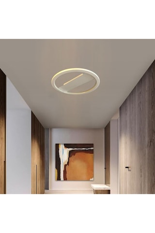 Tavan Tipi Led Avize Plafonia Transparent Daire 40cm Siyah - Sarı