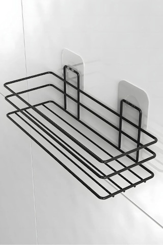 Yapışkanlı Duş Ve Banyo Rafı Siyah