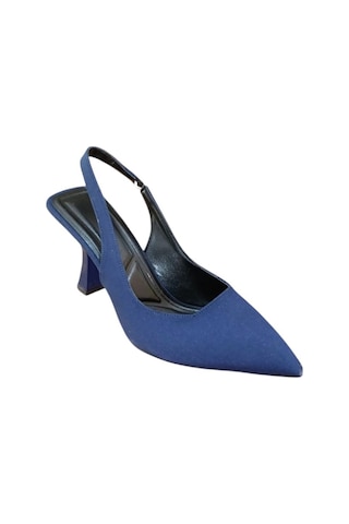 Şiko 809 Kadın Kadeh Ökçe Arka Açık Stiletto Ayakkabı Lacivert Siyah