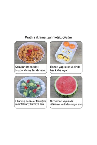 Mivelacure Lastikli Buzdolabı Poşeti 50x40cm Şeffaf Gıda Yiyecek Saklama Torbası Piknik Kamp Poşeti