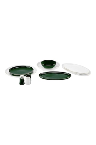 Karaca  Elara Green White 57 Parça 12 Kişilik New Bone Yemek Takımı