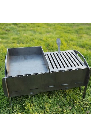 Portatif Çift Bölmeli Dayanıklı Ağır Ve Büyük Uzun Ömürlü Mangal Siyah