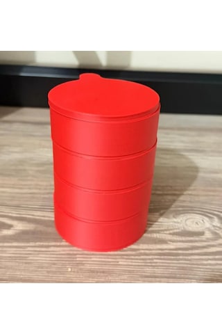 Masaüstü Düzenleyici Kırmızı 3d Baskı 4 Katlı Döner Takı Ve Ofis Organizer Çok Renkli