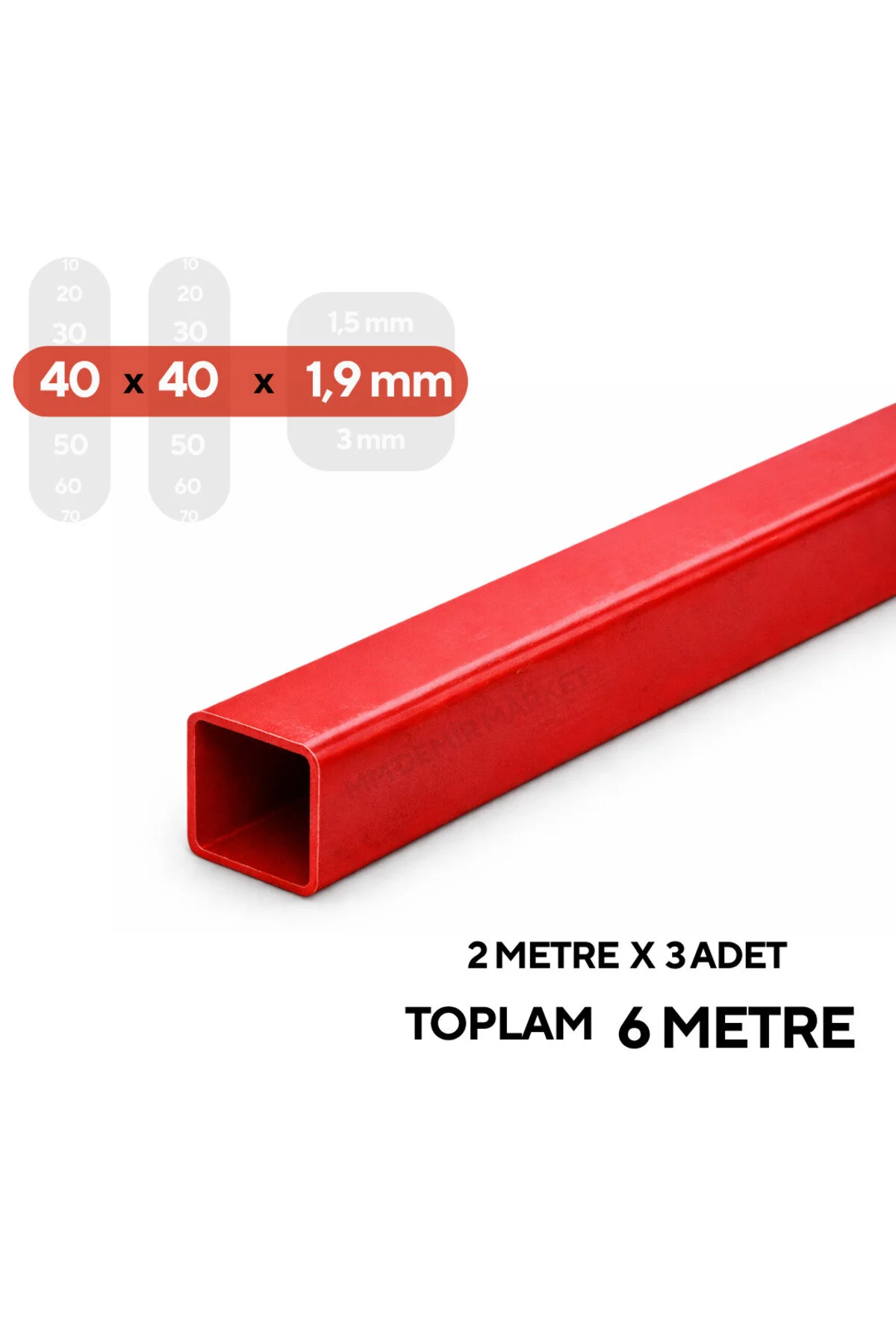 40x40x1,9 Mm Boyalı Kutu Profil 6 Metre 3 Adet X 2 Metre Kaynaklanabilir Çelik Profil Kare Metal Profil
