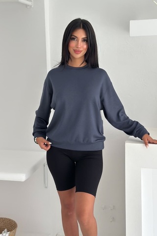 Femelle Füme Modal Kumaş Basic Sweatshirt