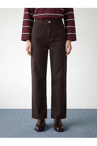 Lcw Modest Kahverengi Straight Fit Kadın Jean Pantolon