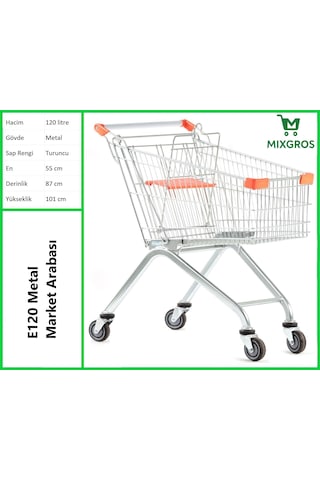 E120 Metal Market Alışveriş Arabası 120 Litre