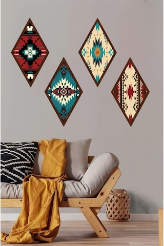 Dekorize Mdf 4 Parça 3 Mm Çerçeve Görünümlü Bohem Tablo 16284 28 X 4