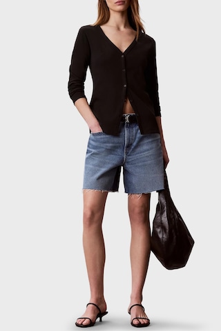 Calvin Klein Logolu V Yaka Düğmeli Hırka Lv047g207gub1 Kadın Hırka Lv047g207g Ub1 Siyah