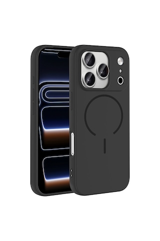 Zore Apple iPhone Uyumlu 17 Pro Max Kılıf M-safe Şarj Özellikli Zore Meta Kapak - Siyah