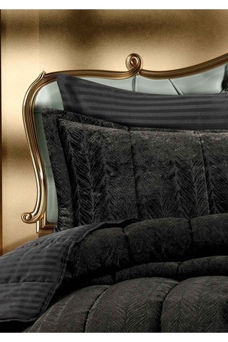 Home Kadife Confort 6 Parça Çift Kişilik 230 X 240 Uyku Seti Antrasit