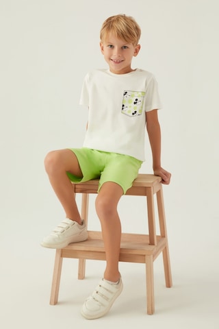 Mickey Mouse Stıl Krem Erkek Çocuk Bermuda Takım 5274-42897 Krem