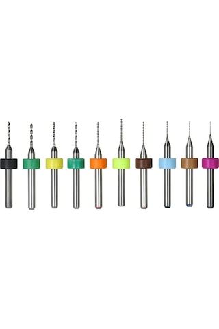 Hallow Tungsten Karbür Mikro Matkap Uçları Seti Pcb 10 Adet