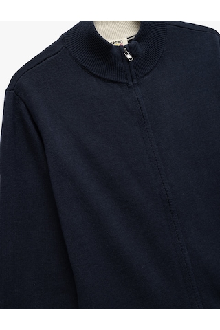 Koton Pamuklu Uzun Kollu Fermuarlı Dik Yaka Triko Okul Hırkası Lacivert 6wkb90001tt Lacivert