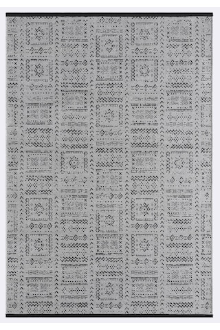 Gaia Gri Halı Yıkanabilir Kaymaz Taban Şönil Kilim Dokuma Pamuk Taban Kilim 10336 Gri