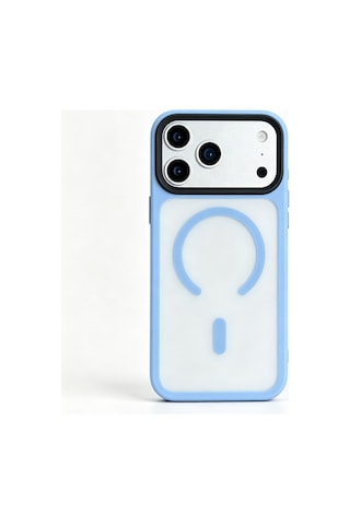 Maks Technology Apple Uyumlu iPhone 18 Pro Max Kılıf Mat Arka Yüzey Wireless Şarj Özellikli Mkst Flet M-safe Kapak - Açık Mavi