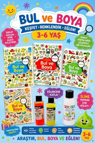 3-6 Yaşa Uygun Bul Ve Boya Seti - 4 Kitap