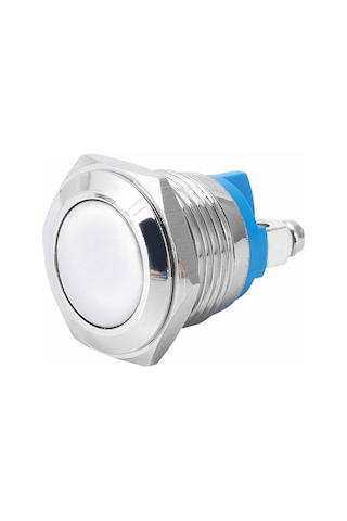 16mm Metal Panel Montaj Düz Kafa Push Buton NO DC 6A 12V AC 3A 250V IP67 Su Geçirmez Düğme