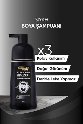 Softto Plus Black Hair Saç Siyahlatıcı Şampuan Pompalı 350 ML