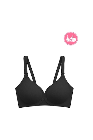 Cottonill Seamless Bra - Mavelle Siyah Lazer Kesim Klipsli Ve Çıtçıtlı Önü Açılabilir Emzirme Sütyeni