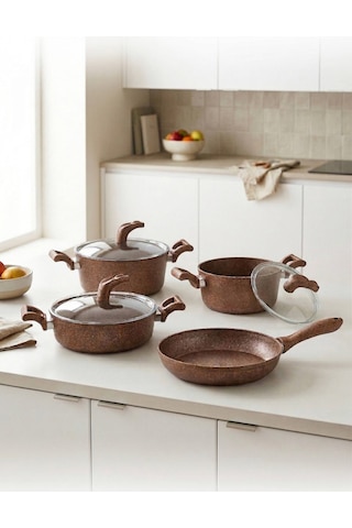 Hascevher Karina 7 Pcs Granit Vega Tencere Seti 1822ten26kar26tv Renk Bakır