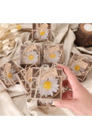 Papatya Mum - Kına, Nişan, Nikah, Söz, Doğum Günü Ve Sünnet Için Özel Tasarım Hediyelik 15 Adet