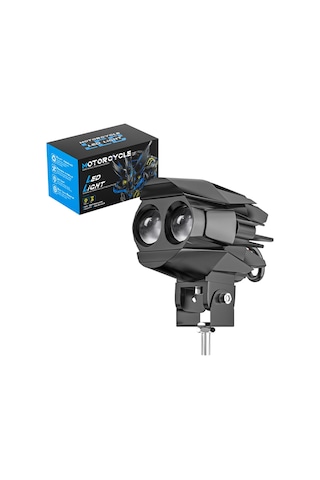 Motosiklet Çift Göz Led Lazer Sis Farı Delici Beyaz Sarı Çift Renk 12-80 Volt 2 Adet