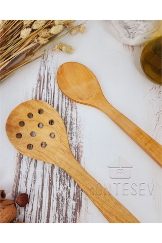 Ahşap Tahta Mutfak Kaşık Seti 2 Parça Kayın Şimşir Ağacı 2-5