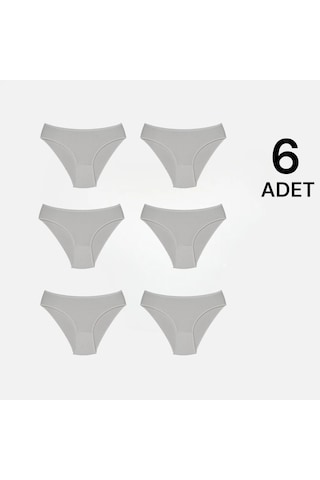 Erdenay Tekstil Penye Licralı Kadın Bikini Külot 6'lı - Beyaz Beyaz
