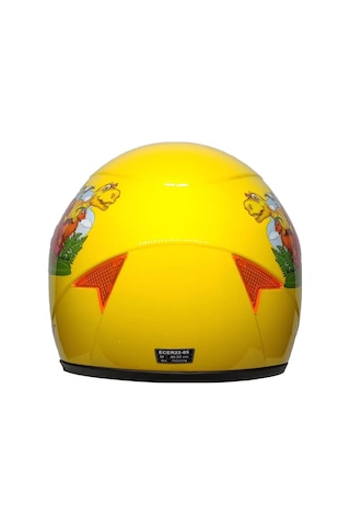 Motosiklet Ve Bisiklet Çocuk Kaskı Full Face Pp Material Abs Çocuk Kask Dino Sarı Sarı