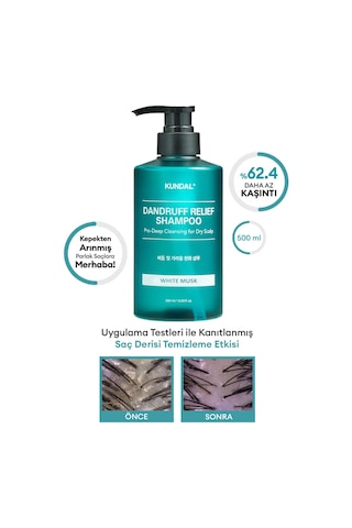 Kepek Karşıtı Bakım Şampuanı %68.5 Daha Az Kepek Kundal Dandruff Shampoo 500ml White Musk