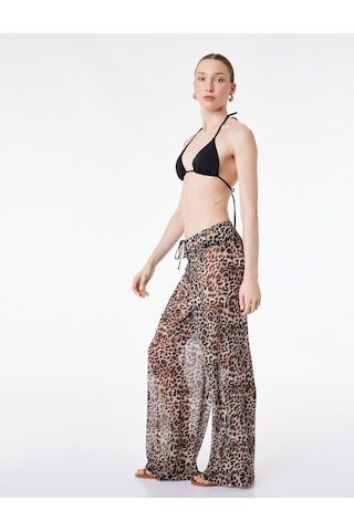Koton Bol Paça Leopar Desenli Tül Plaj Pantolonu Kahverengi Desenli 6sak60002mk Kahverengi
