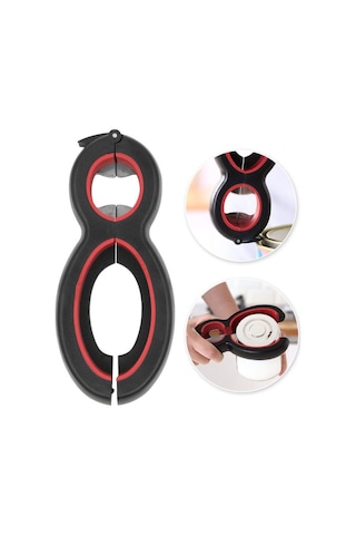 6 Arada 1 Basit Teneke Kutu Açıcı Çok Fonksiyonlu Plastik Şişe Açıcı Kırmızı Kırmızı , Boyut:6'sı 1 Siyah Kırmızı Beyaz