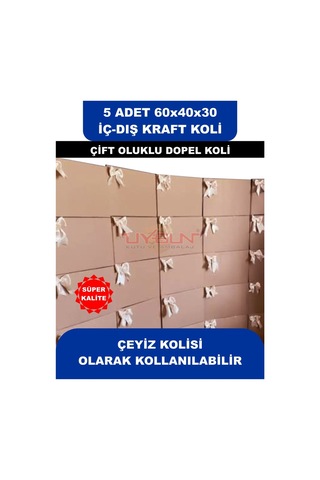 5 Adet 60x40x30 Ev Taşıma Kolisi, Çeyiz Kolisi, Boş Koli, Çift Oluklu Ksssk Dopel