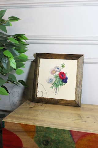 Artavessa Masif Ahşap Çerçeveli Taş Tablo Pano 26 x 26 cm - Bahar ve Çiçek 5
