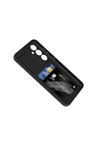 Kılıfist Galaxy Uyumlu S24 Fe Kılıf Kamera Korumalı Kartlık Hazneli Klfs Vitra Kapak - Siyah Siyah