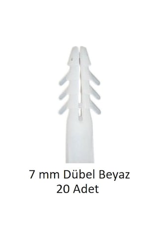Dübel, 7 Mm Beyaz Dübel, 20 Adet