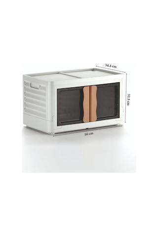 Hi-box Katlanabilir İstiflenebilir Çok Amaçlı Eşya Dolabı Saklama Kutusu Organizer Krem