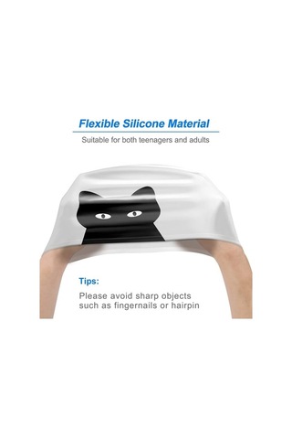 Dm Hy08 Sevimli Karikatür Baskılı Silikon Yüzme Bonesi - Beyaz Domuz Desenli Beyaz