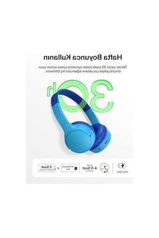 Kablosuz Çocuk Kulaklığı - 30 Saat Çalma Süresi, Mavi Renk