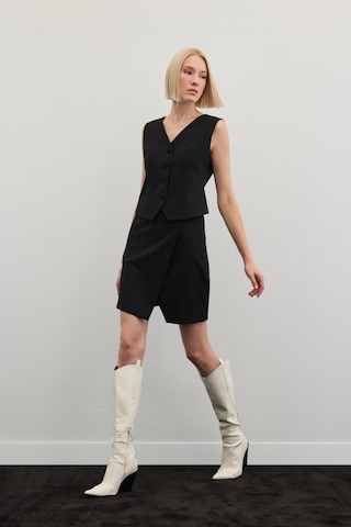 Sateen Şort Etek - Siyah-136476 Siyah