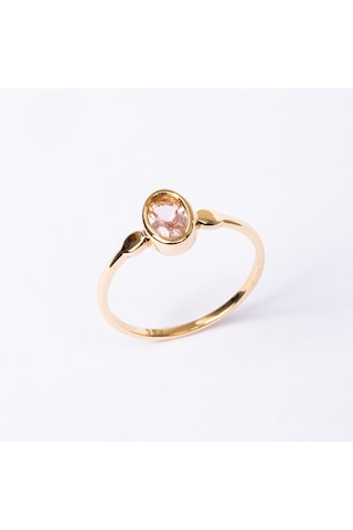 Gümüş Yüzük - 0.90 Karat Morganit Taşlı Tektaş 925 Ayar Gümüş Evlilik Teklifi Yüzüğü Sarı