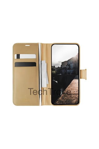 Alcatel 1s 2020 Kılıf Deri Mıkntıslı Kapaklı Standlı Cüzdanlı Kılıf Gold
