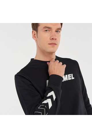 Hummel Elemental Erkek Siyah Yuvarlak Yaka Sweatshirt Siyah
