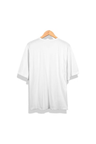 Flood Of Style Erkek Beyaz Weed Baskılı Oversize Bisiklet Yaka Tshirt